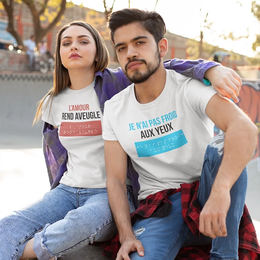 T-shirt Blind Touch avec citation engagée pour les déficients visuels